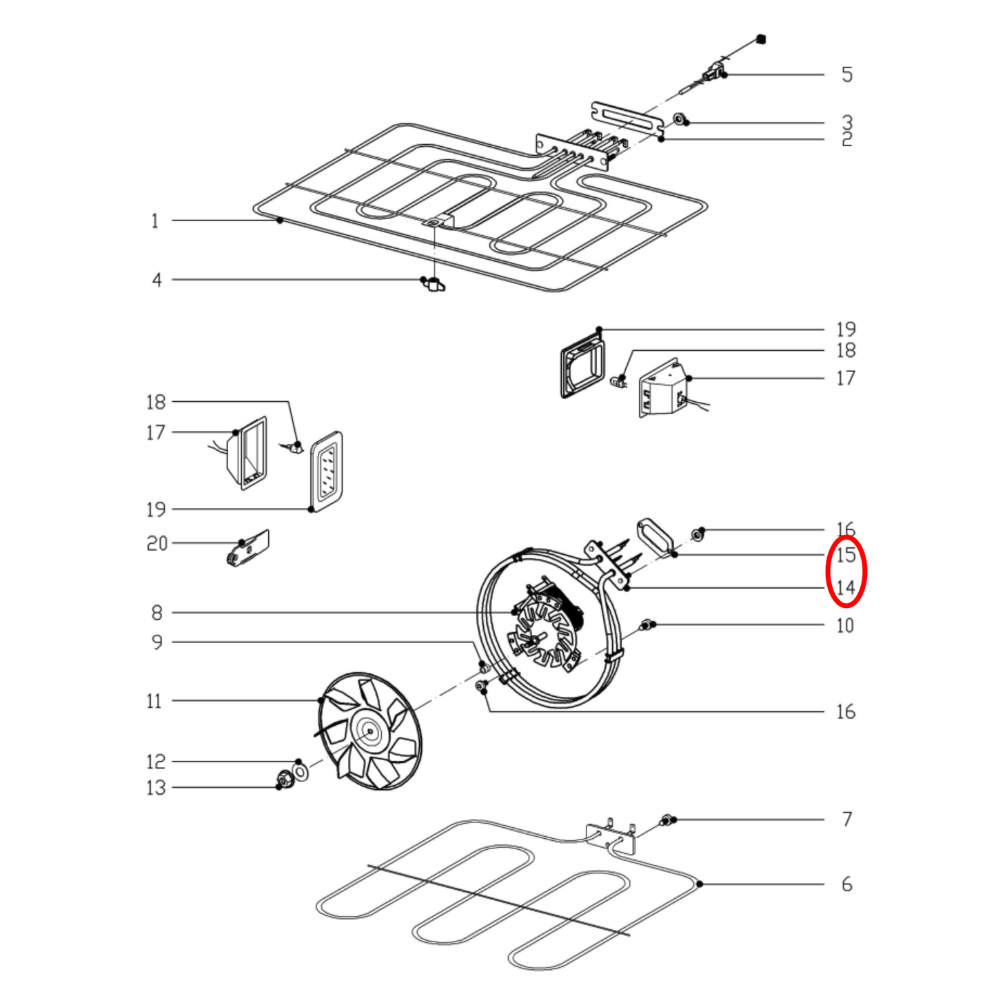 4663361 Miele Oven Fan Forced Heating Element - 4382640