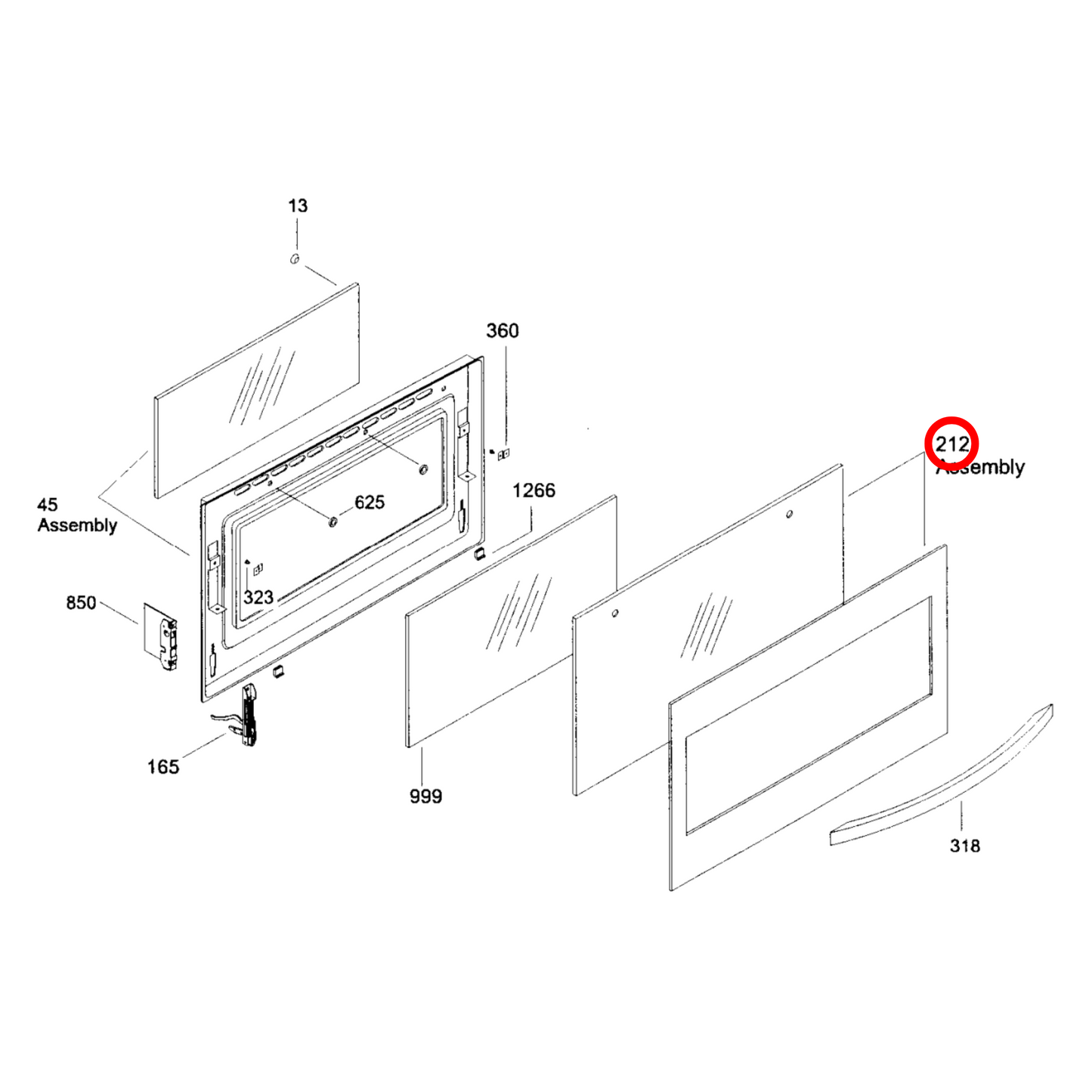 4055980678 Westinghouse Oven Door Glass Group - ET655190, 655190K