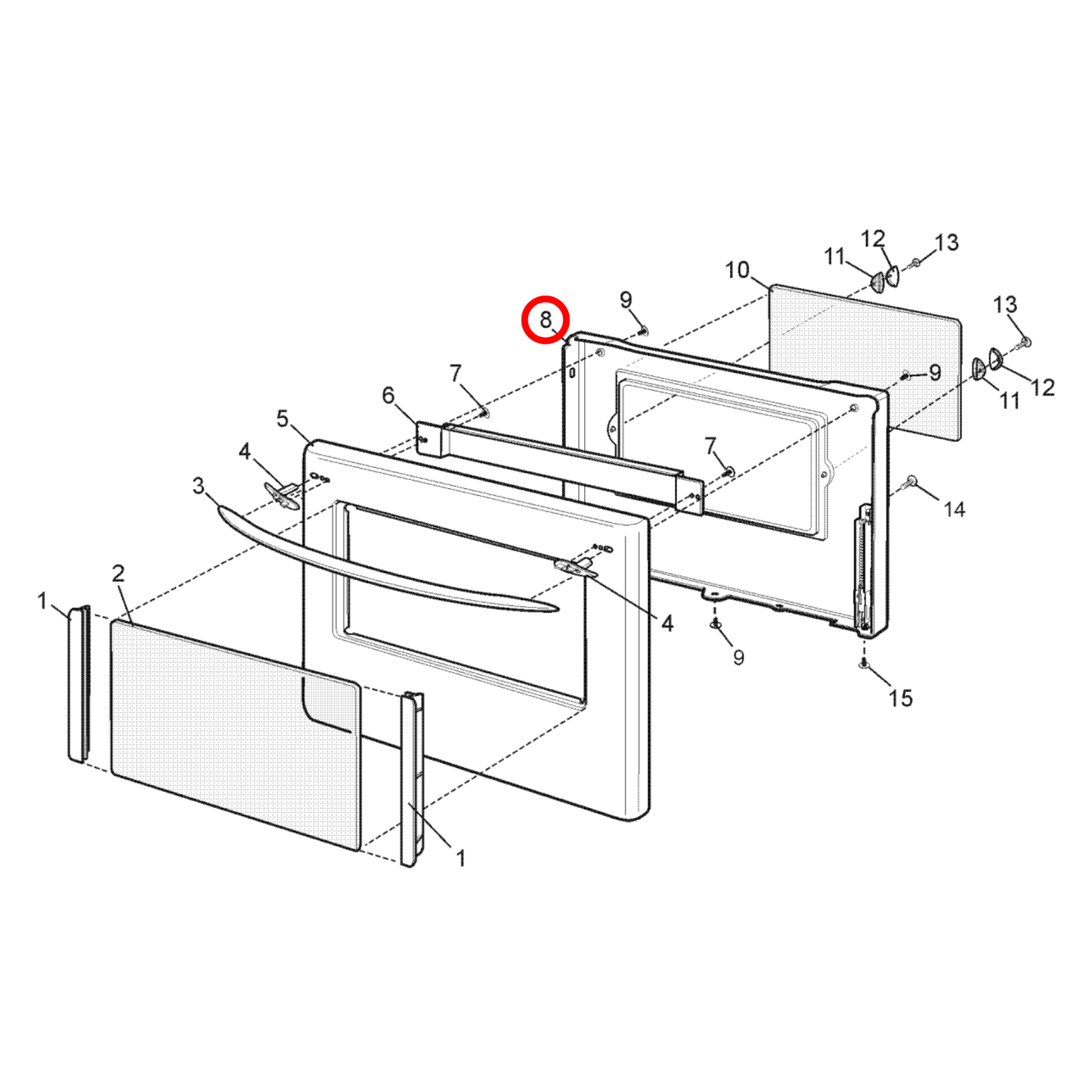 85800450010757 Chef, Westinghouse Oven Door Hinge Single - 0045001075