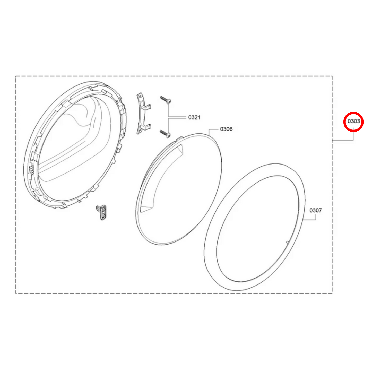 11028744 Bosch Dryer Window Door Assembly Silver Dark Grey - 11015675