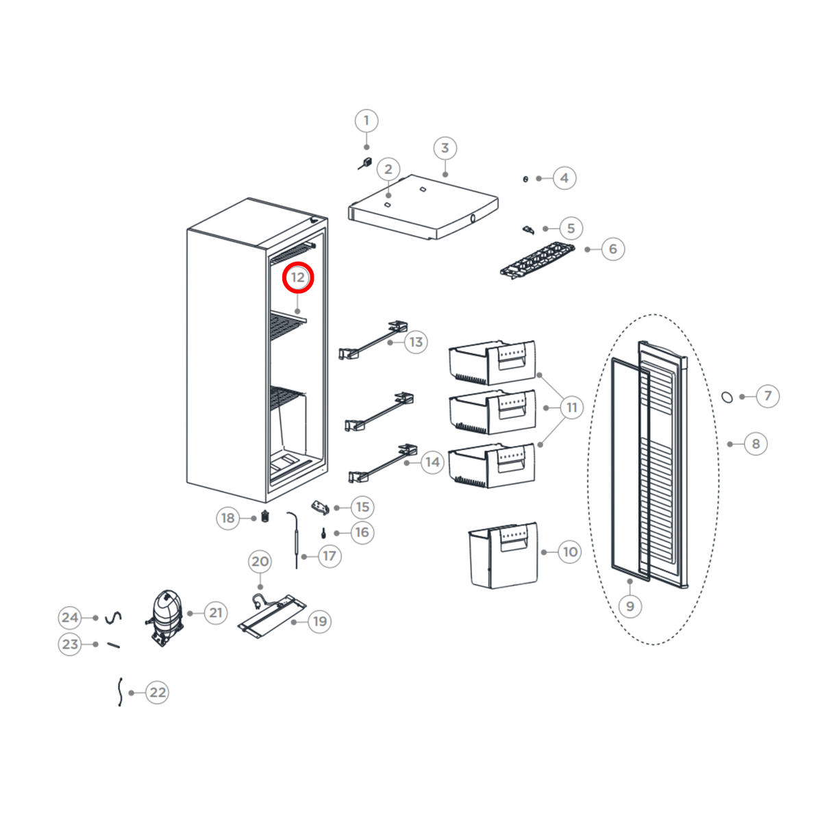 HR3040300014 Fisher & Paykel, Haier Fridge Evaporator