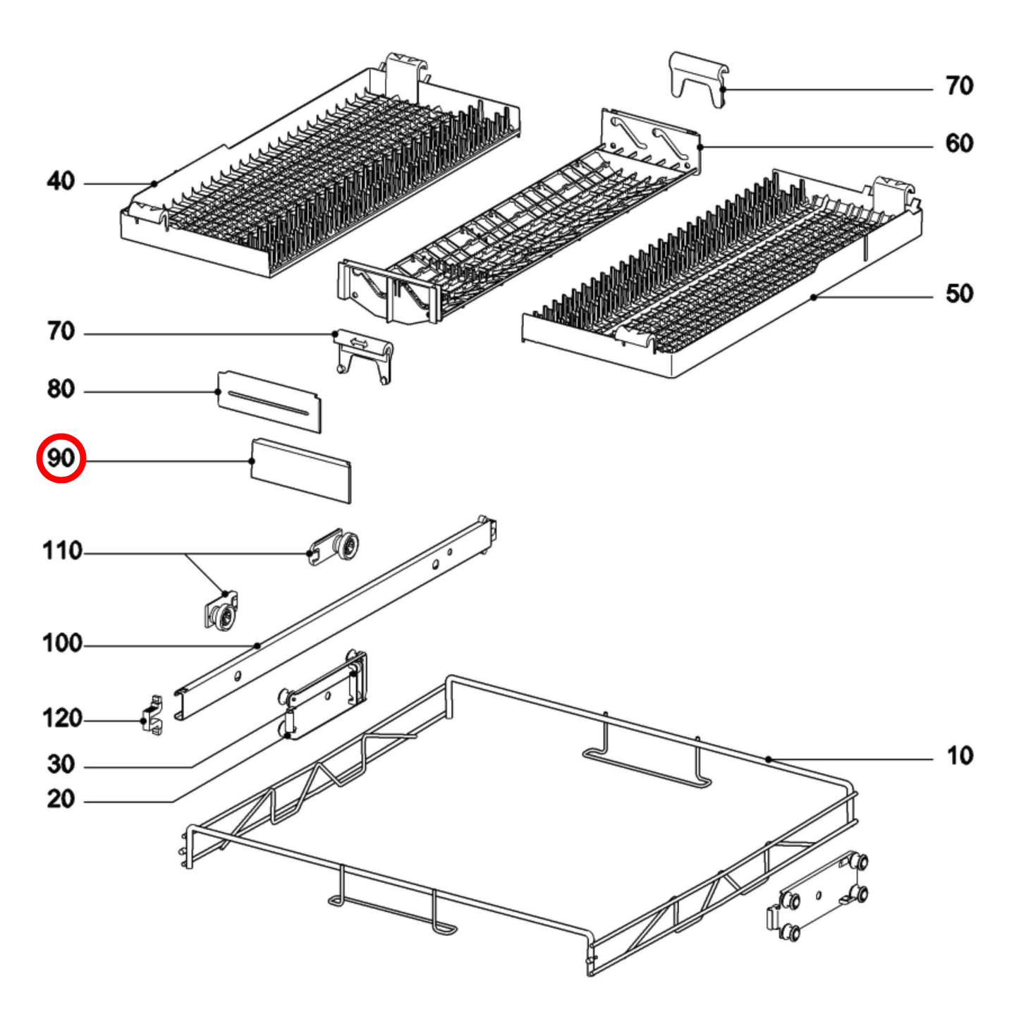 7703071 Miele Dishwasher Cutlery Tray Fascia Panel - 7703070