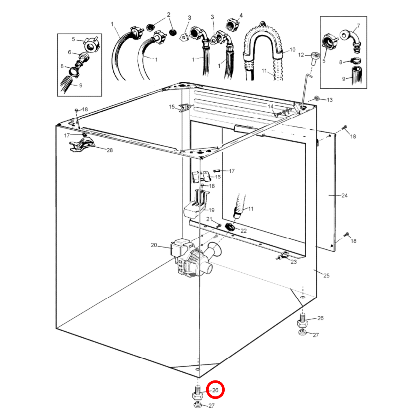 4055737557 Electrolux, Simpson, Westinghouse Washing Machine Leveling Foot - 0031200007