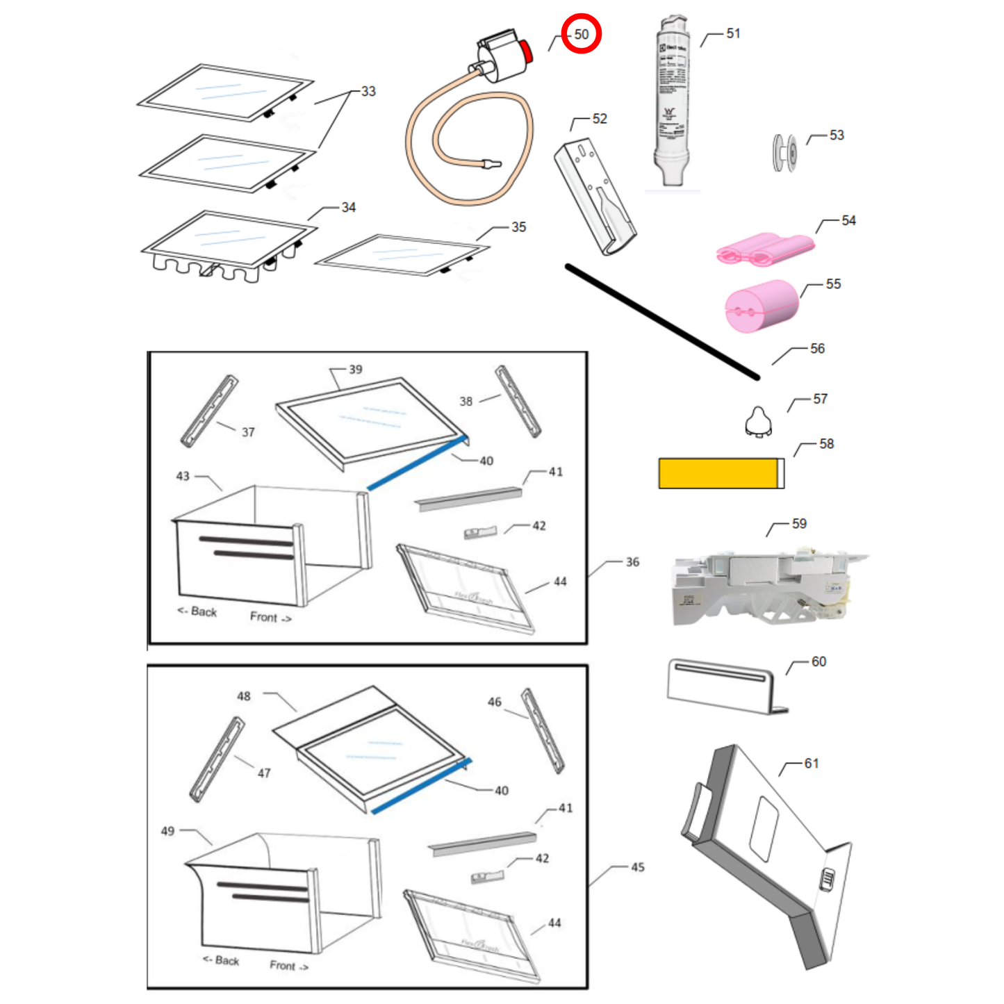 4055946307 Westinghouse Fridge Water Tee Fitting - 890142006