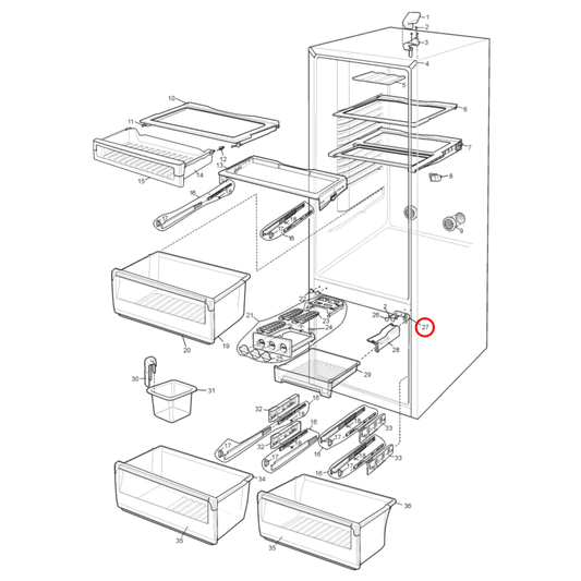 4055484473 Electrolux, Westinghouse Fridge Door Hinge Left Hand - 1449939, 1461504