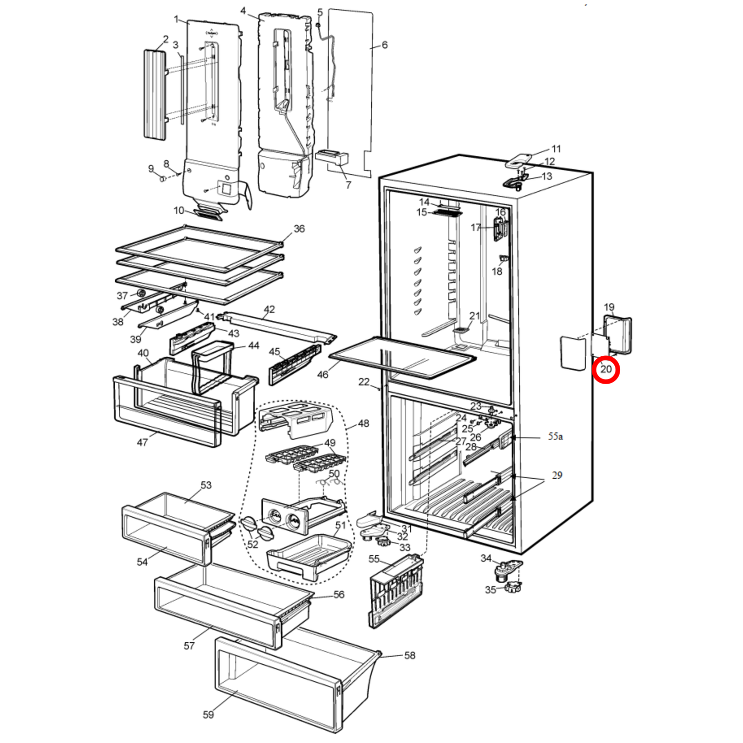 140010289118 Westinghouse Fridge Main PCB Board Internal Display Program - A01028911