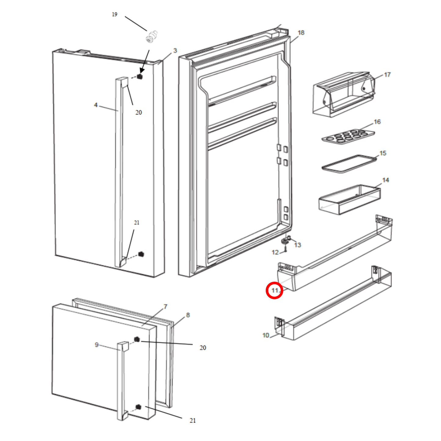 140008047098 Electrolux Fridge Door Shelf Full Width - A00804703