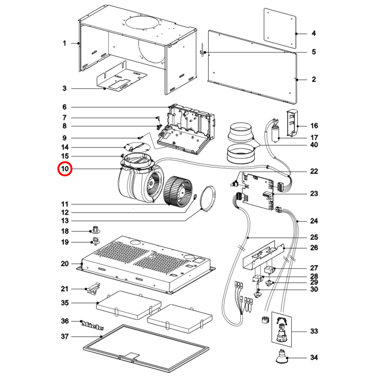 12465520 Miele Rangehood Fan Motor - 11915010
