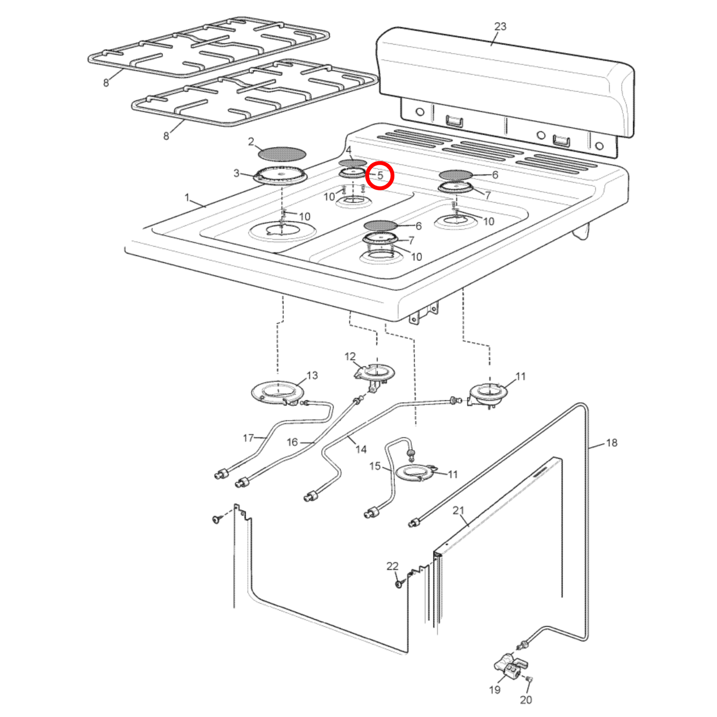 4055563391 Chef, Westinghouse Cooktop Burner Crown Small - 354004501