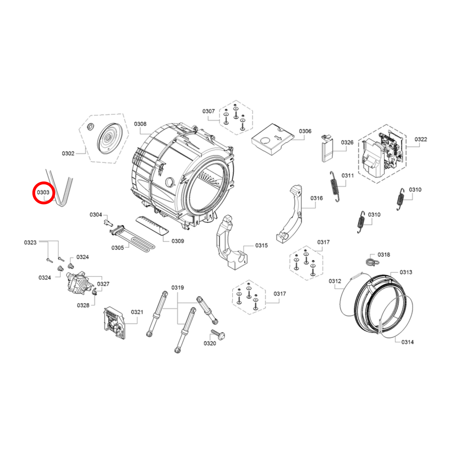 11003842 Bosch, Siemens Washing Machine Drive Belt 5EPJ1246