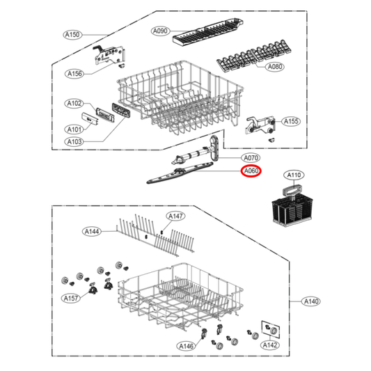 AGB73092601 LG Dishwasher Middle Spray Arm