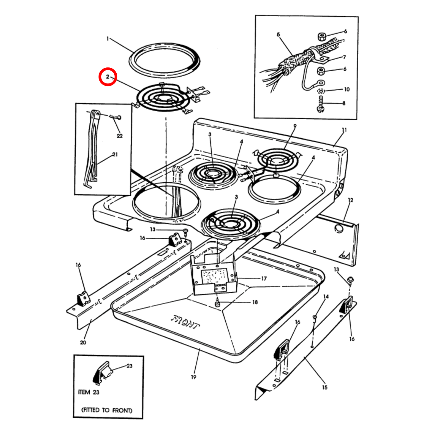 4055917654 Westinghouse Cooktop Hotplate & Trim Ring 1800W - HP-01T