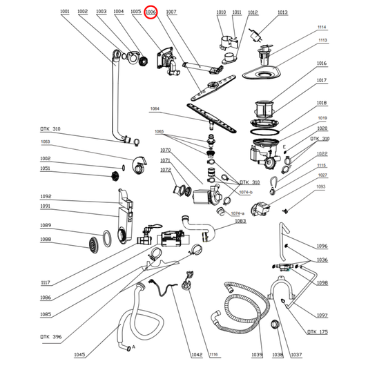 673000300067 Arc, Ariston, Euro Dishwasher Upper Spray Arm - 12176000009189