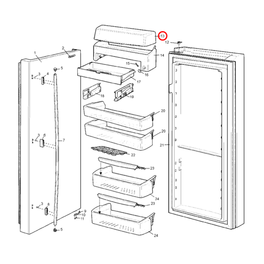 50291893001 Electrolux, Westinghouse Fridge Dairy Door Cover - 1445703