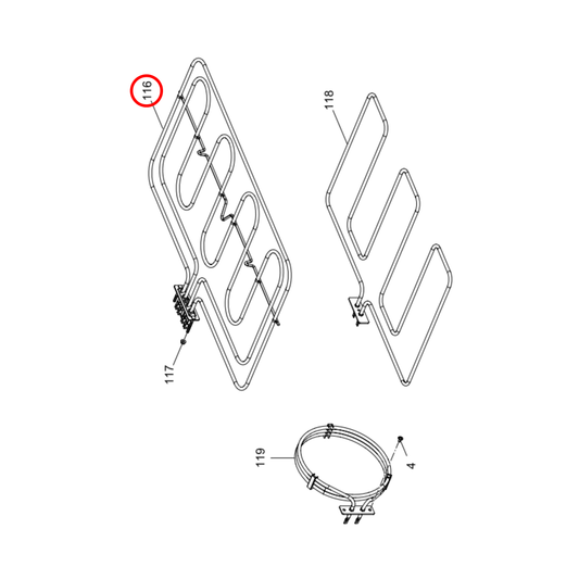 040118009913R Blanco Oven Grill Element 1100W-2600W