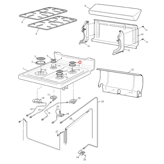4055563425 Chef, Westinghouse Oven Burner Cap Medium 70MM - 0004008392