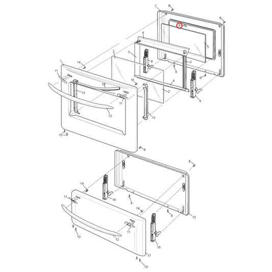 85801880022370 Electrolux Oven Inner Glass Door Seal 1375MM - 0188002237