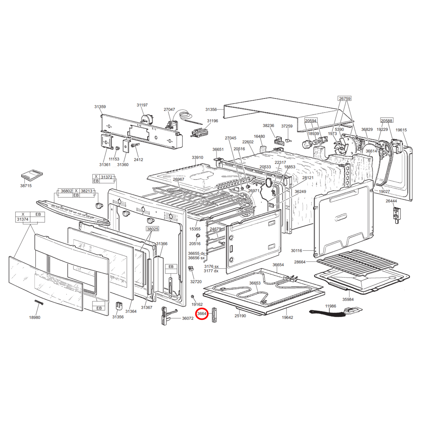 935970006 Smeg Oven Door Hinge Roller Guide Left Or Right