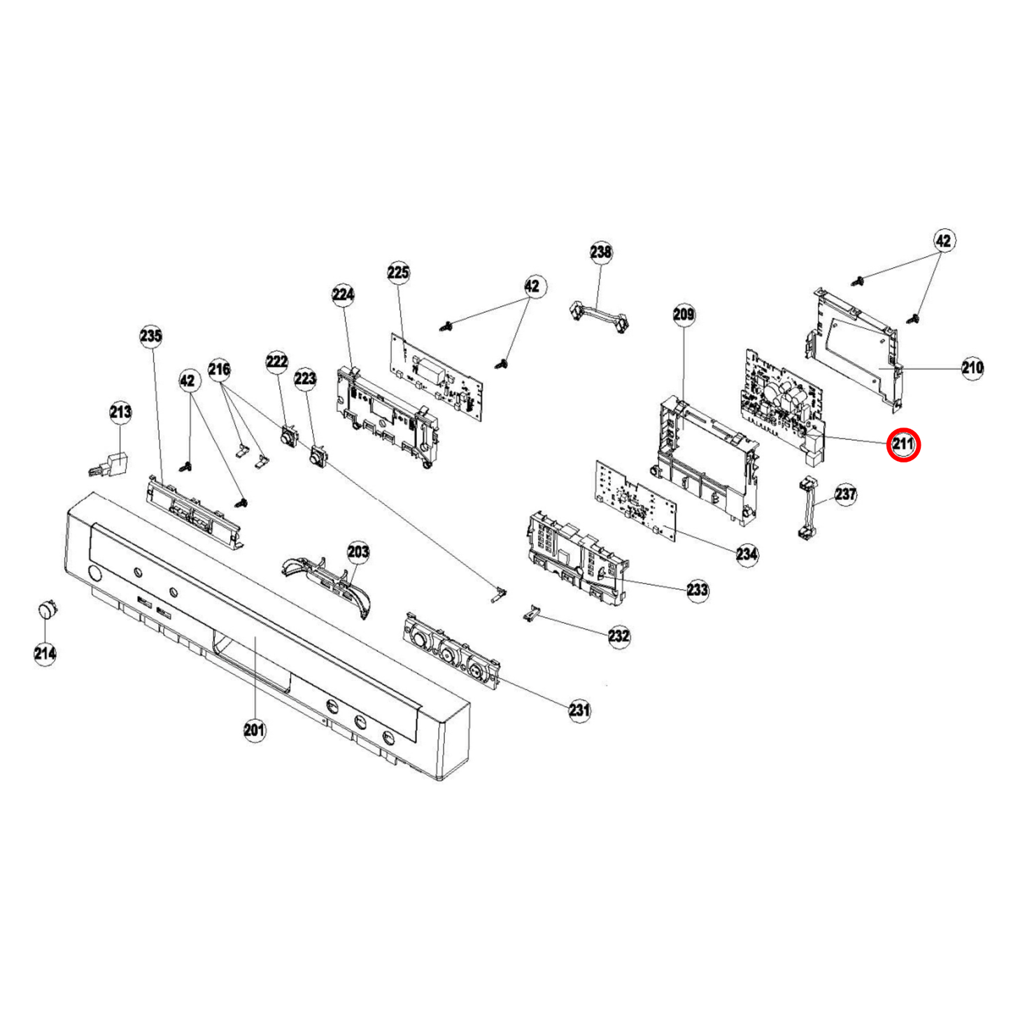 4055902193 Westinghouse Dishwasher Main Control PCB - 32031874