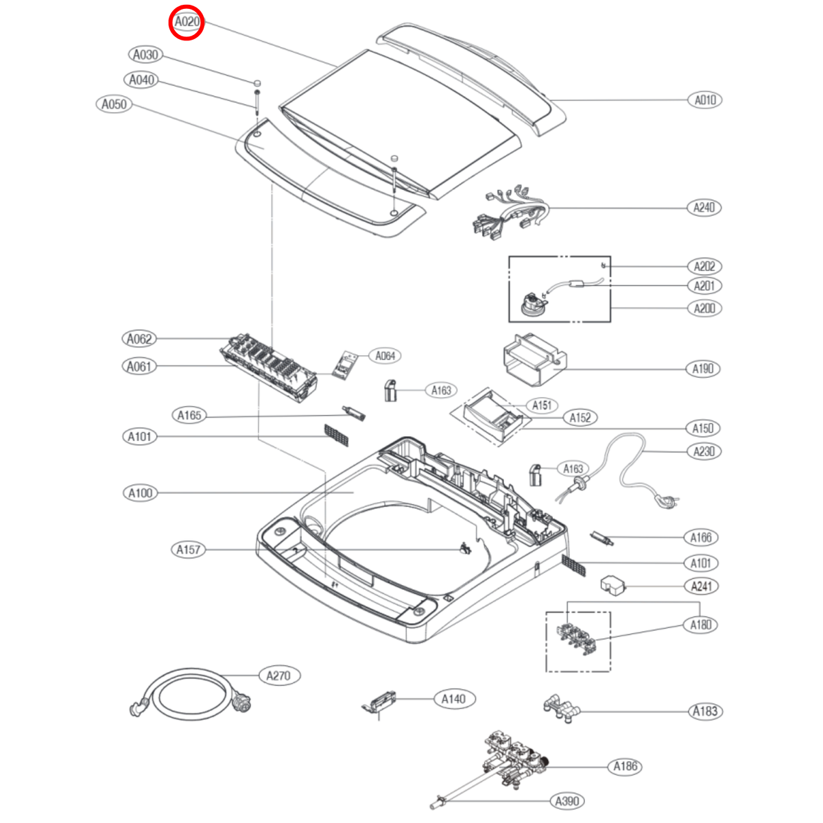 AFG73050004 LG Top Load Washing Machine Lid