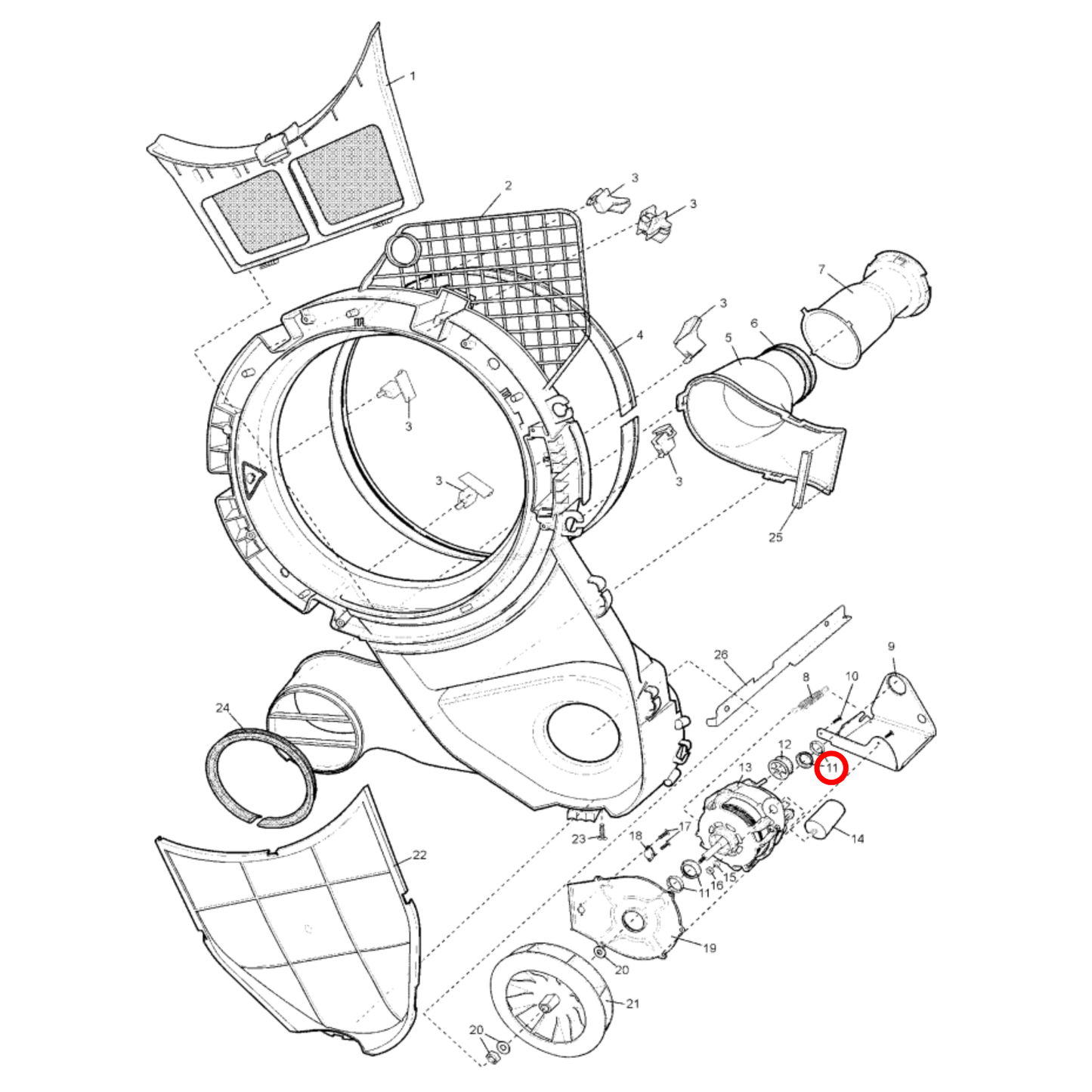 4055574620 Electrolux Dryer Motor Mount Ring Kit - 0023377021