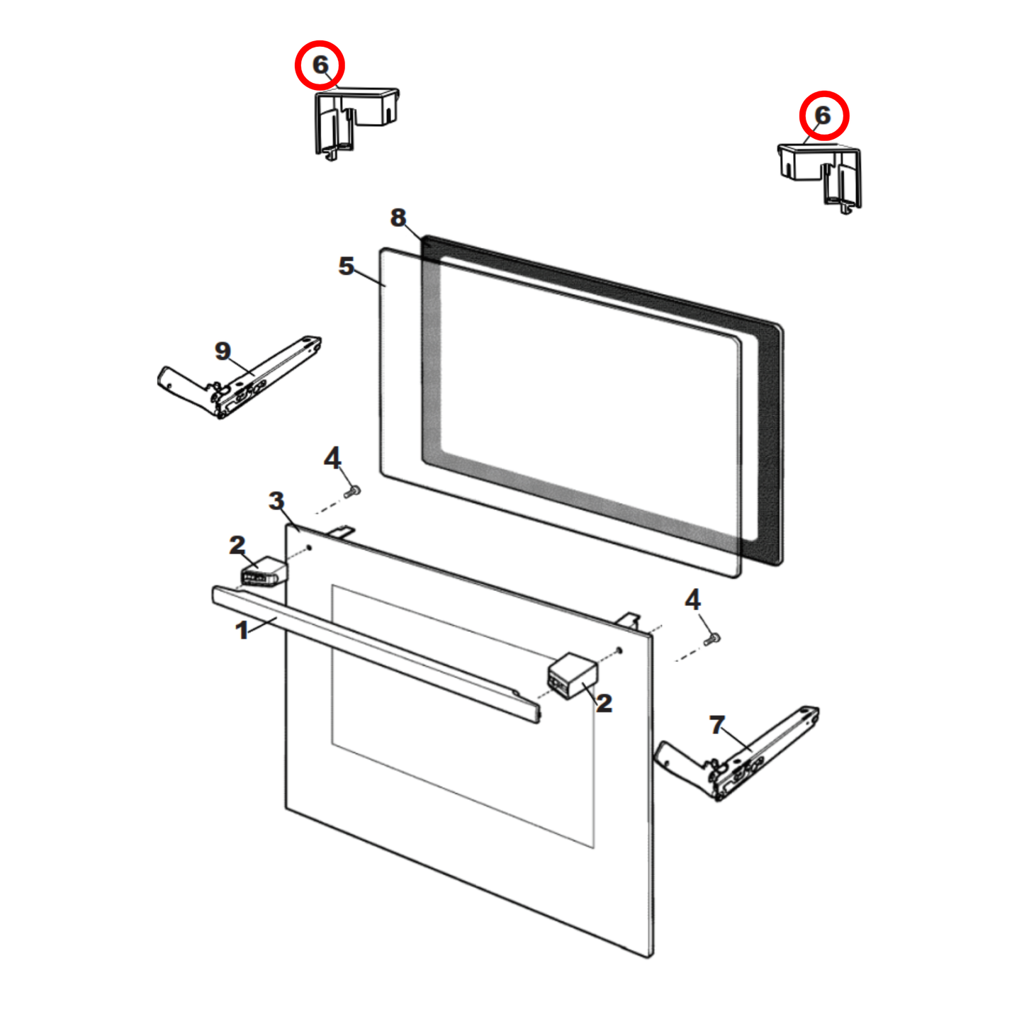 4055549168 Chef Oven Door Top Cap Set Pair - ERM2427