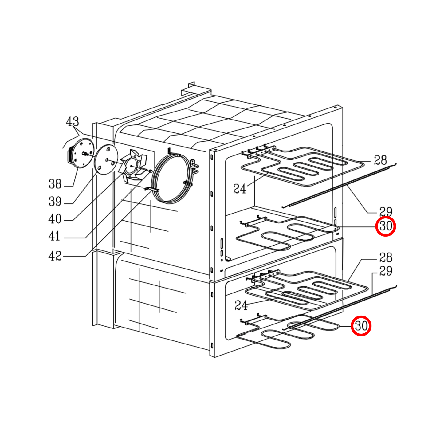 A/458/02 ILVE Oven Bottom Heating Element 1300W