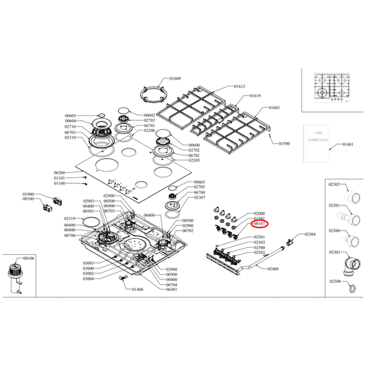 0050116 Euro, Omega Euromaid Cooktop Oven Daisy Chain Microswitch