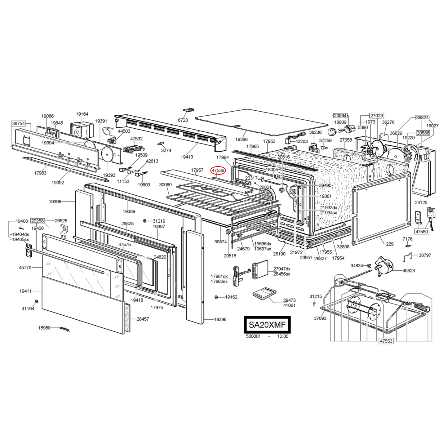 806890438 Smeg Oven Duel Upper Grill Heating Element 1050-2800W - 806890236