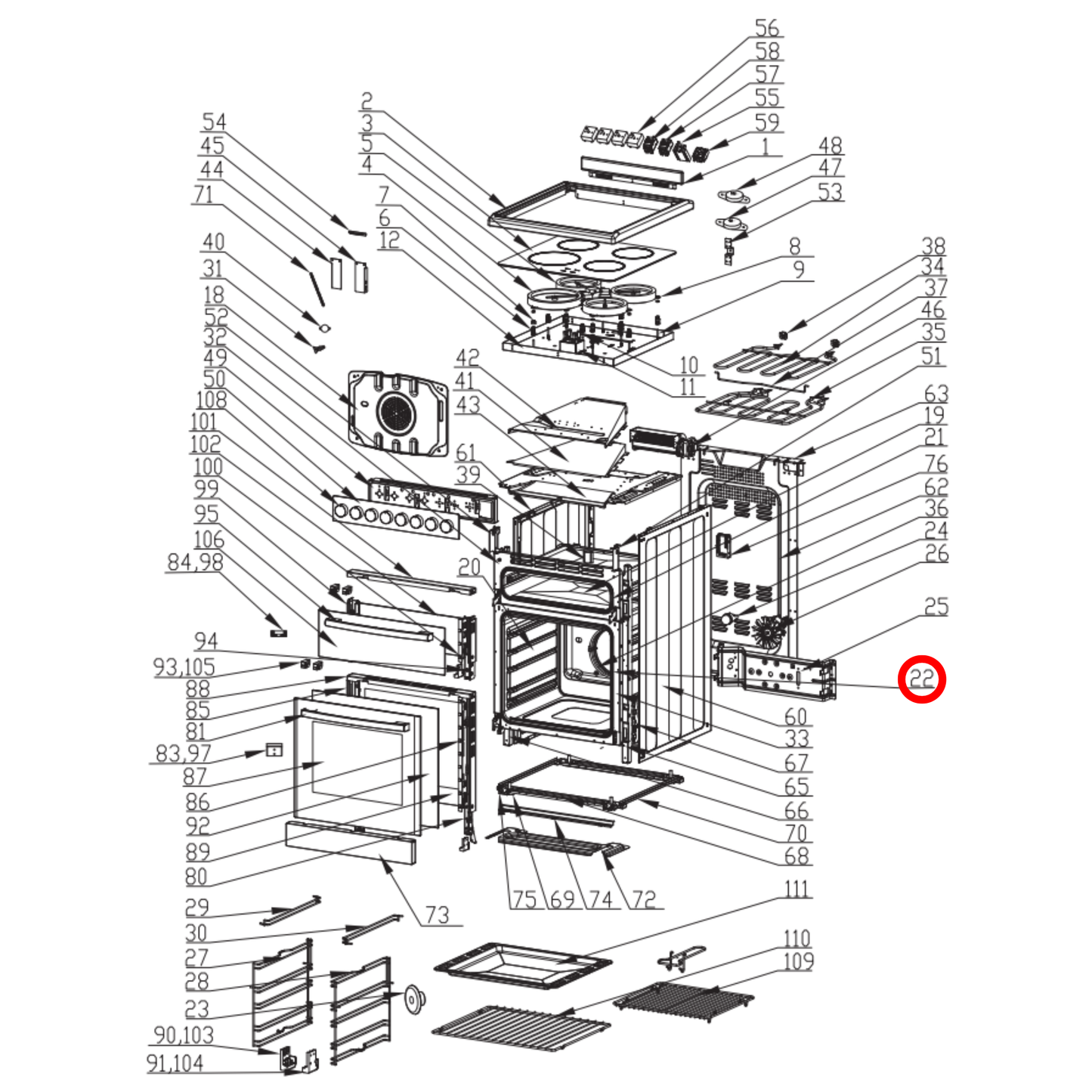 2030400003 Euromaid, Technika Oven Door Seal - 33803016