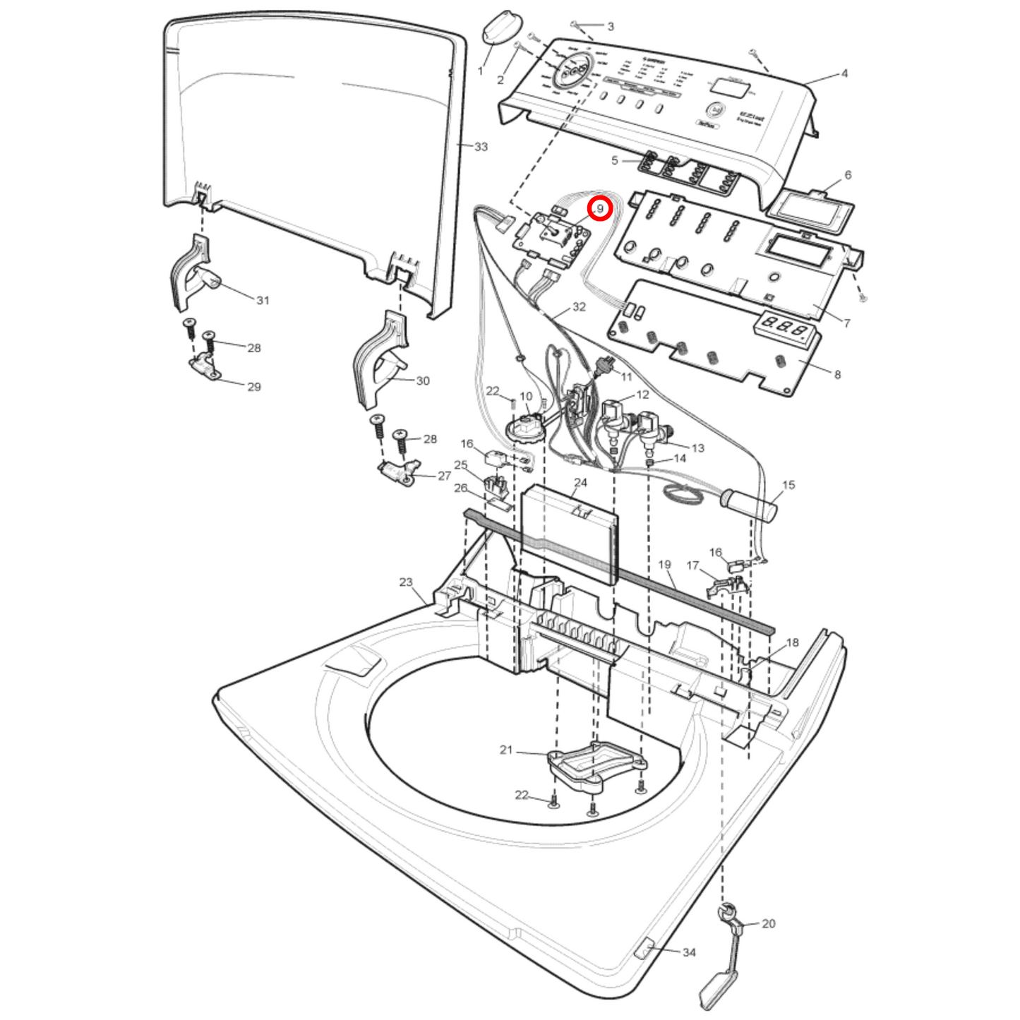 973913041058014 Simpson Top Load Washing Machine Main PCB - 0133200118A