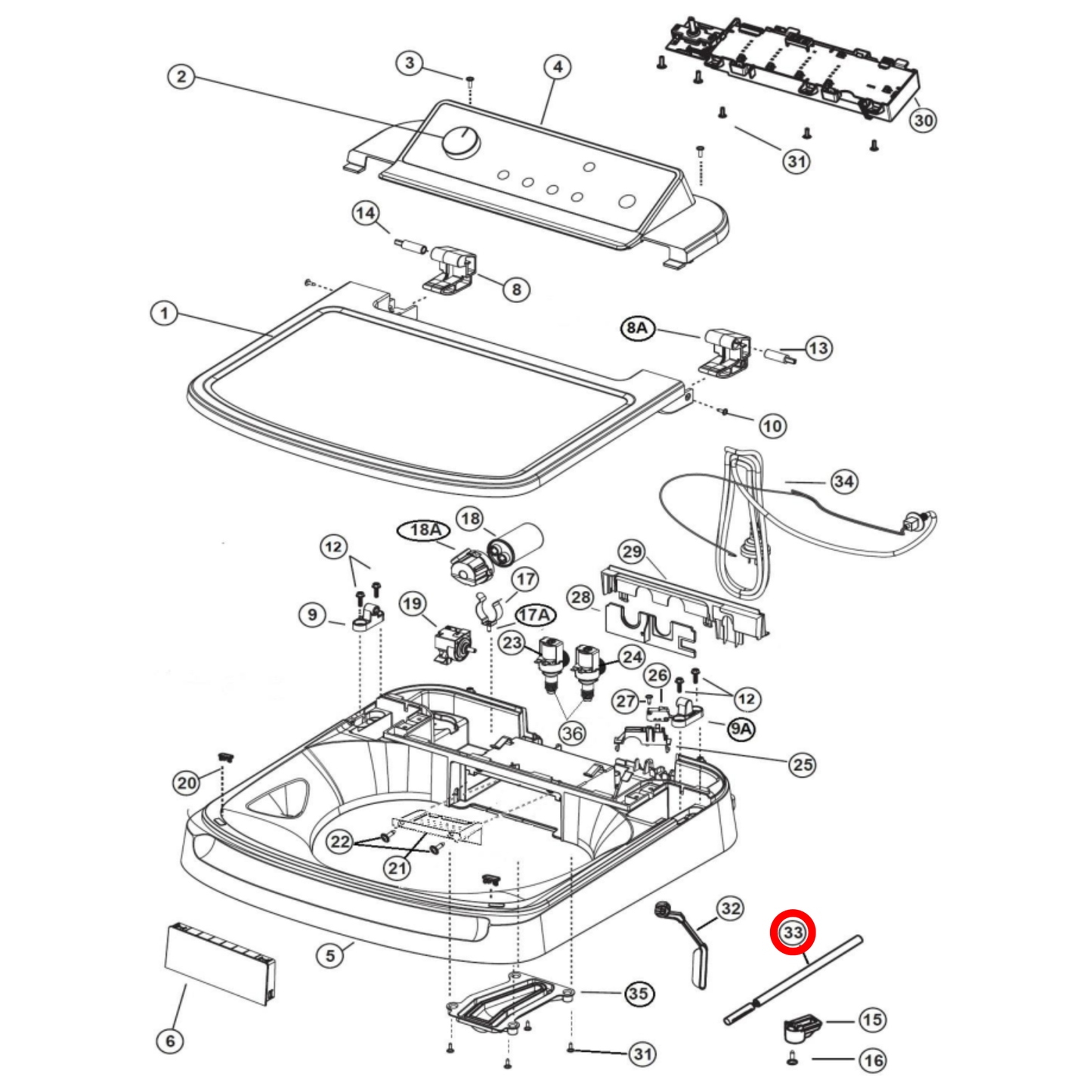 119000902 Simpson Top Load Washing Machine Lid Reed Switch - 119000904