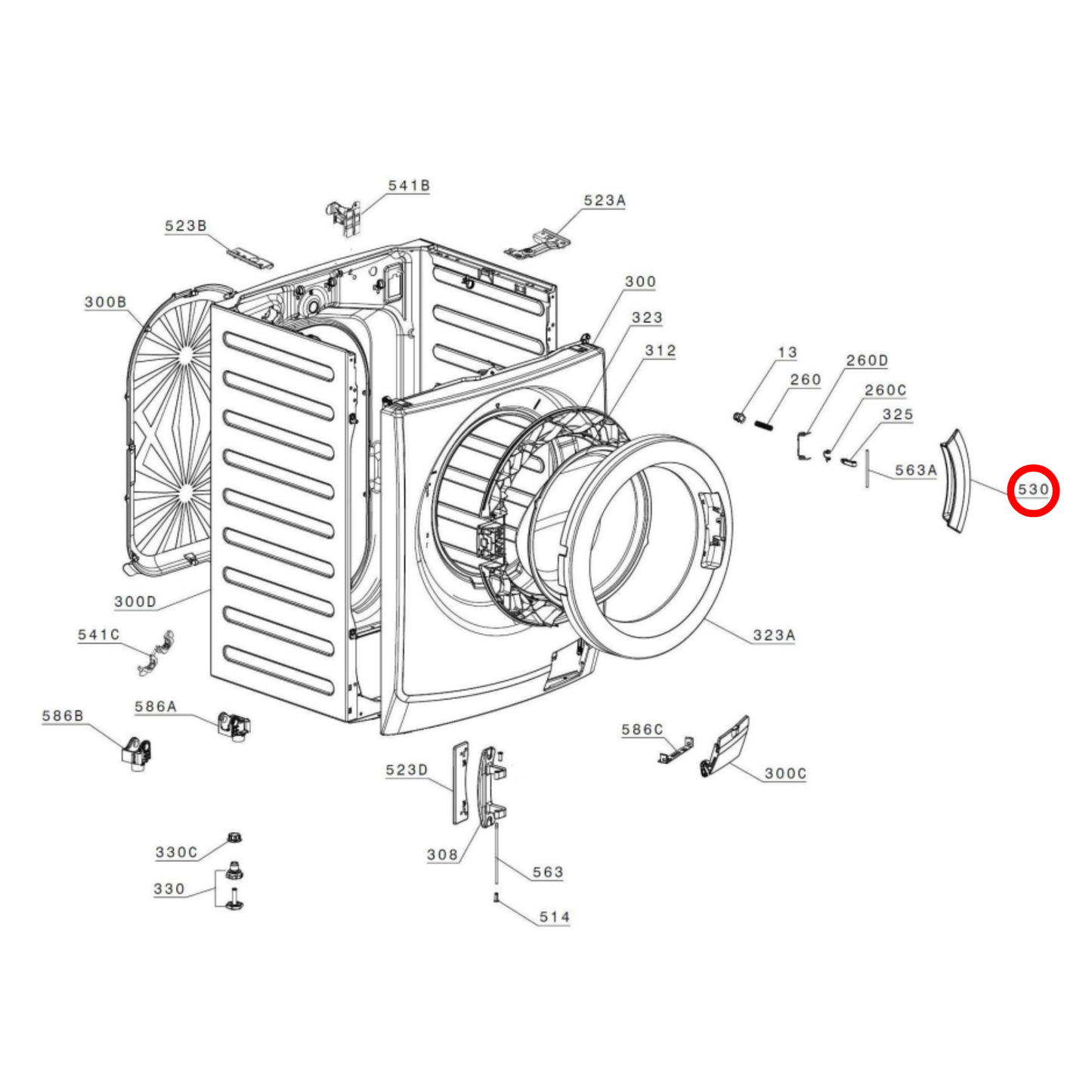 147909420 Electrolux Front Load Washing Machine Door Handle