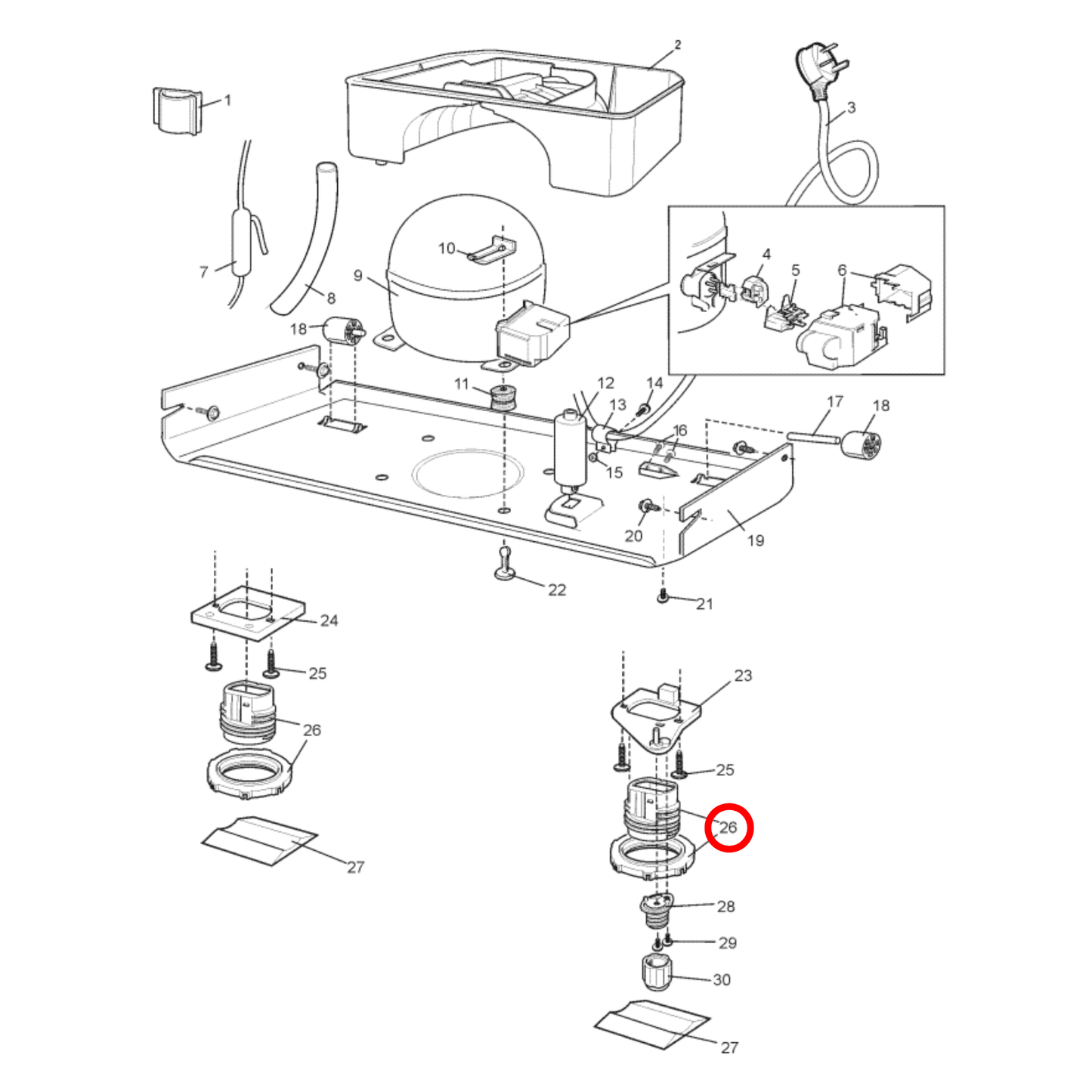 1760008782 Electrolux, Kelvinator, Westinghouse Fridge Adjustable Roller - 1458188
