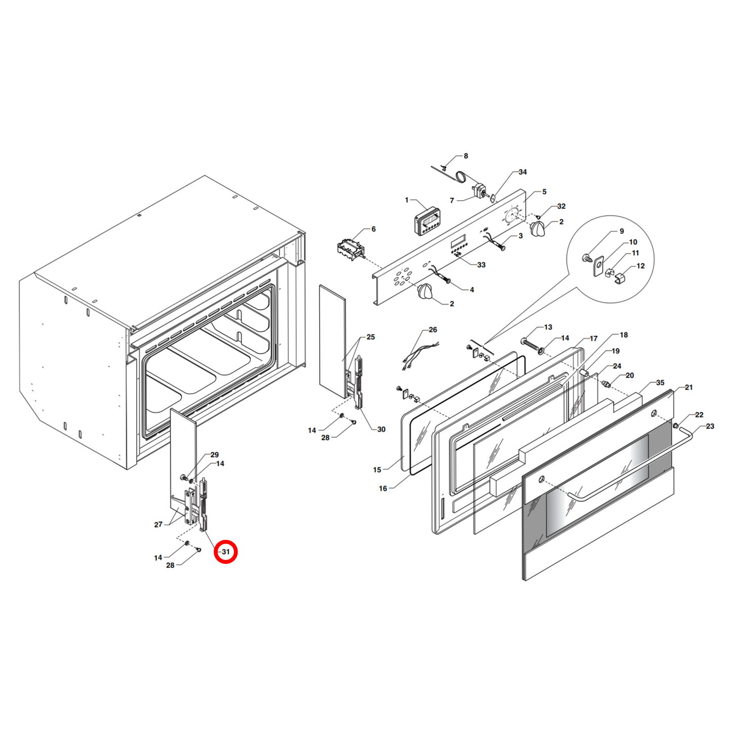 031118009909R Blanco Oven Door Hinge Left Hand