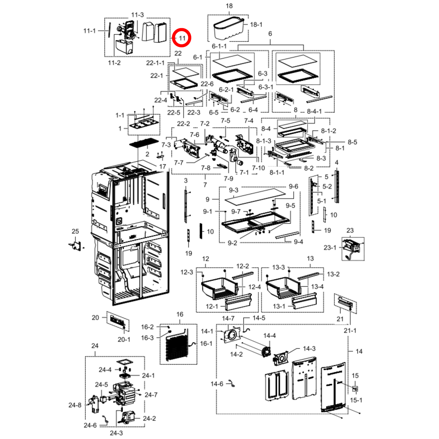 DA97-14504C Samsung Fridge Ice Bucket And Auger - DA97-14504A