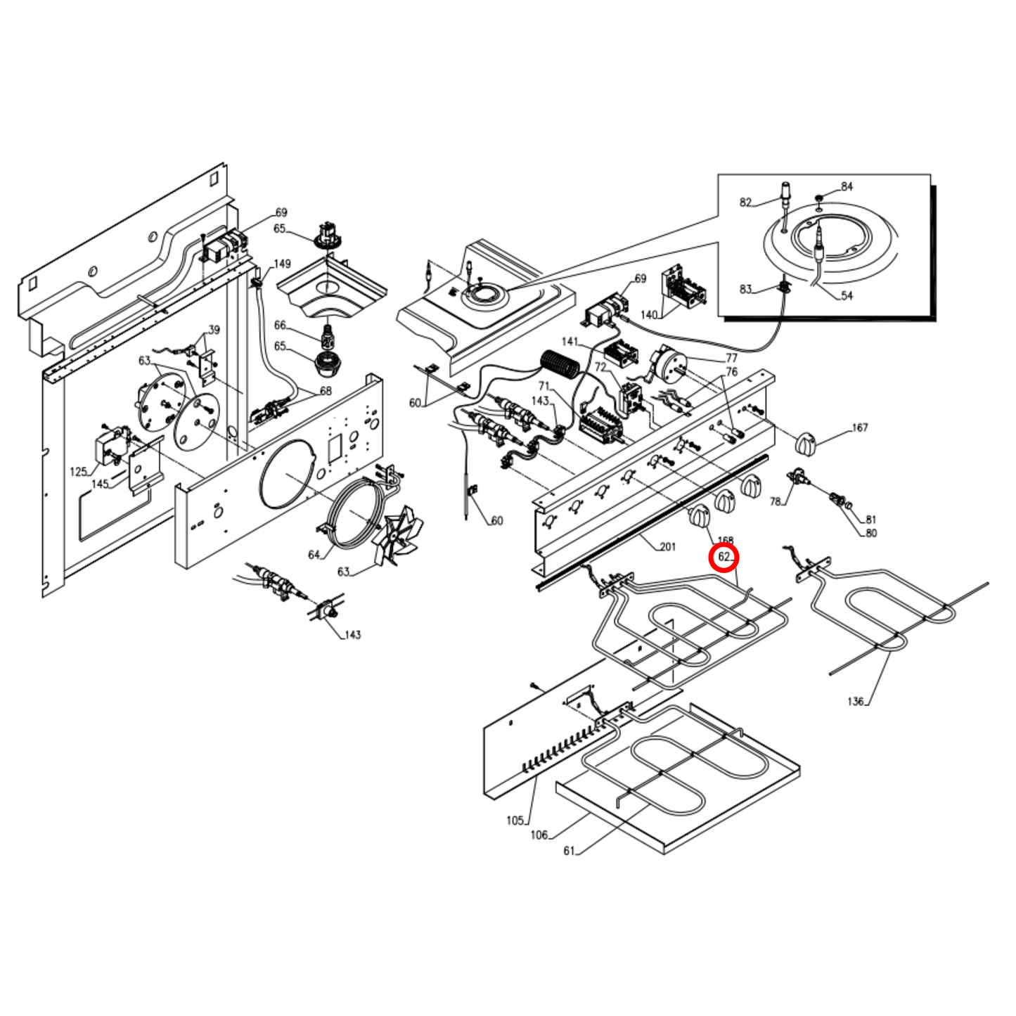 03010622 Lofra Oven Grill Element