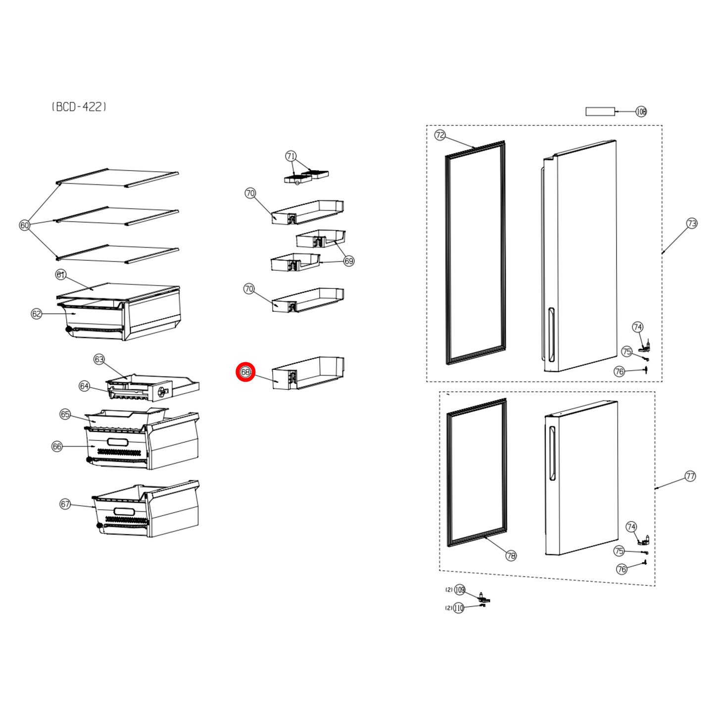 K2179232 Hisense Fridge Door Bottom Shelf