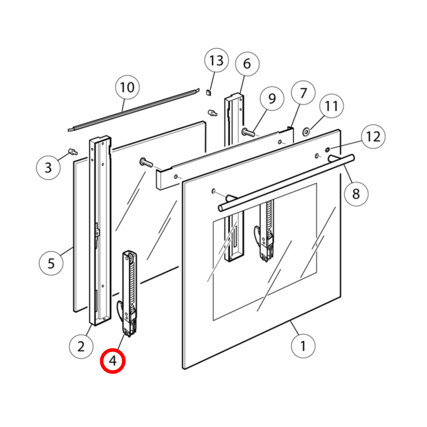 574528 Delonghi, Fisher & Paykel Oven Door Hinge Single - 063107