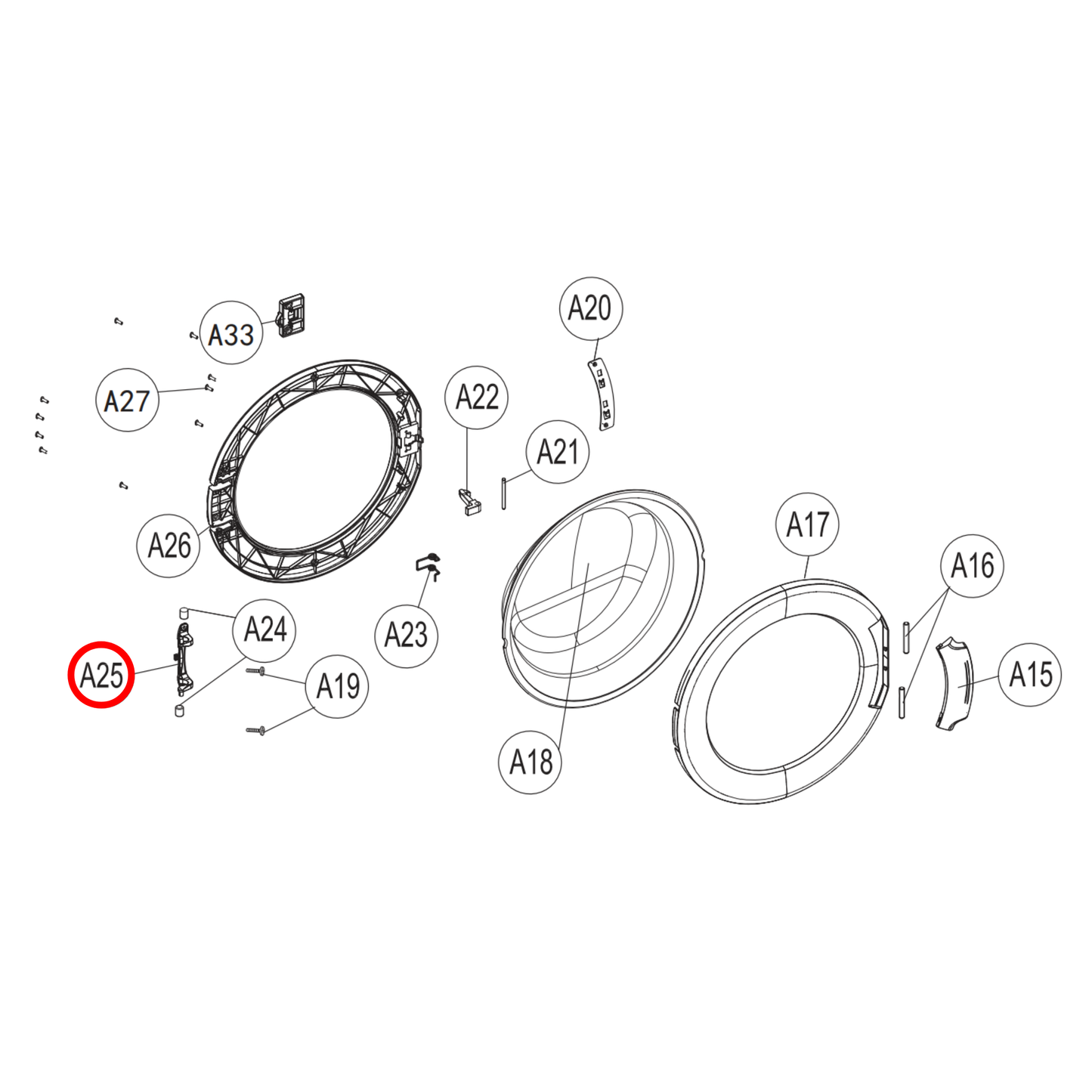 2905710100 Euromaid Washing Machine Door Hinge