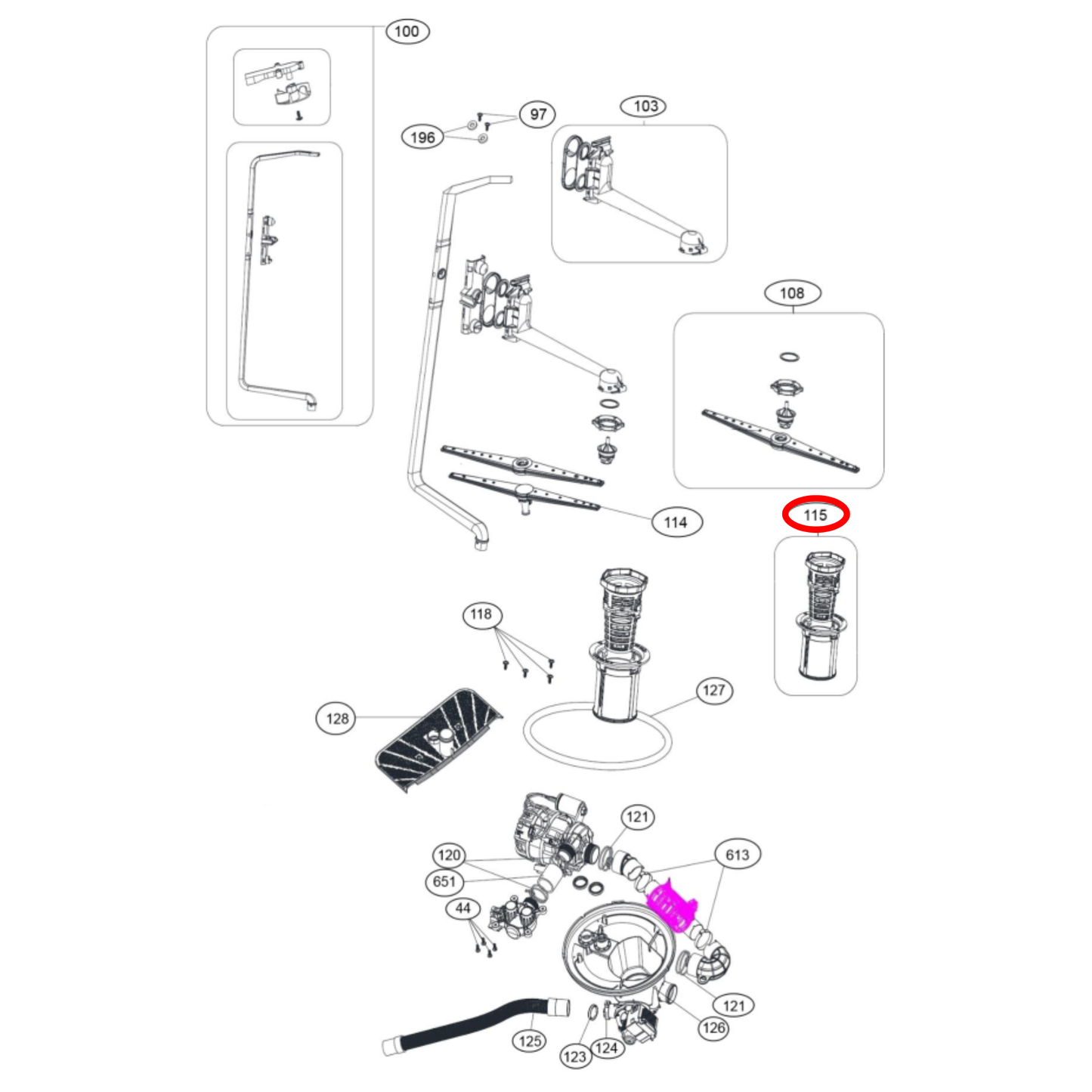 4055703872 Westinghouse Dishwasher Filter - 42035214