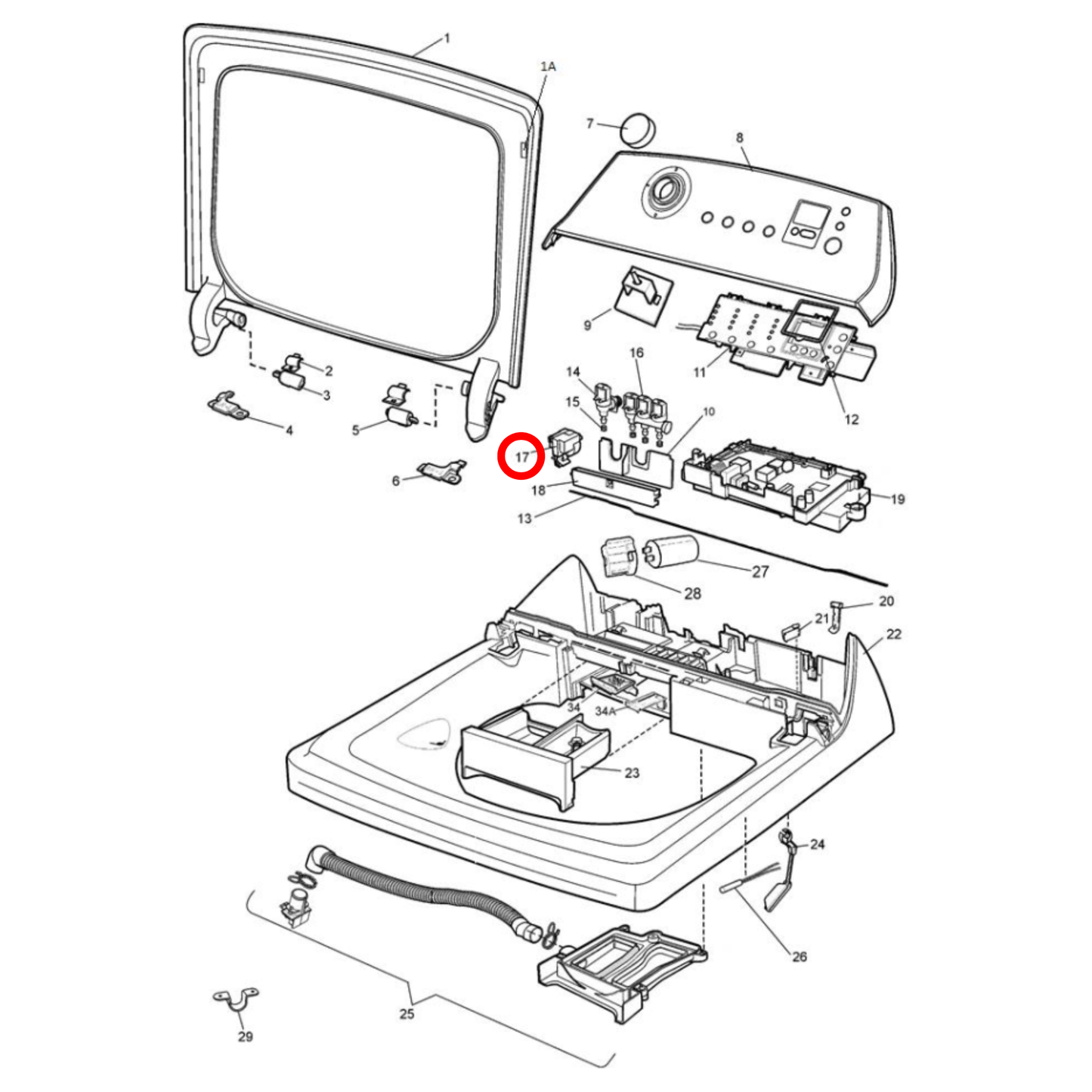 140009518022 Electrolux, Simpson Top Load Washing Machine Pressure Sensor - A00951802