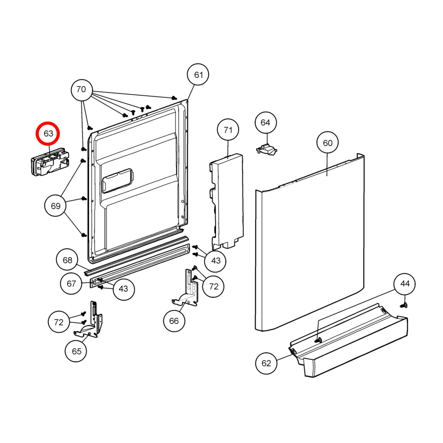 4055710000 Westinghouse Dishwasher Detergent Dispenser - 42058476