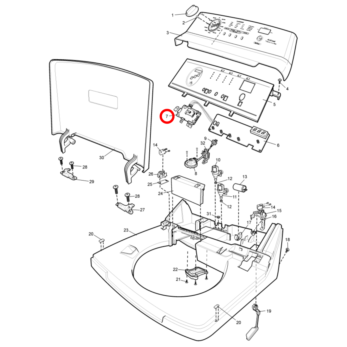 0133200120 Simpson Top Load Washing Machine Main PCB Control Module