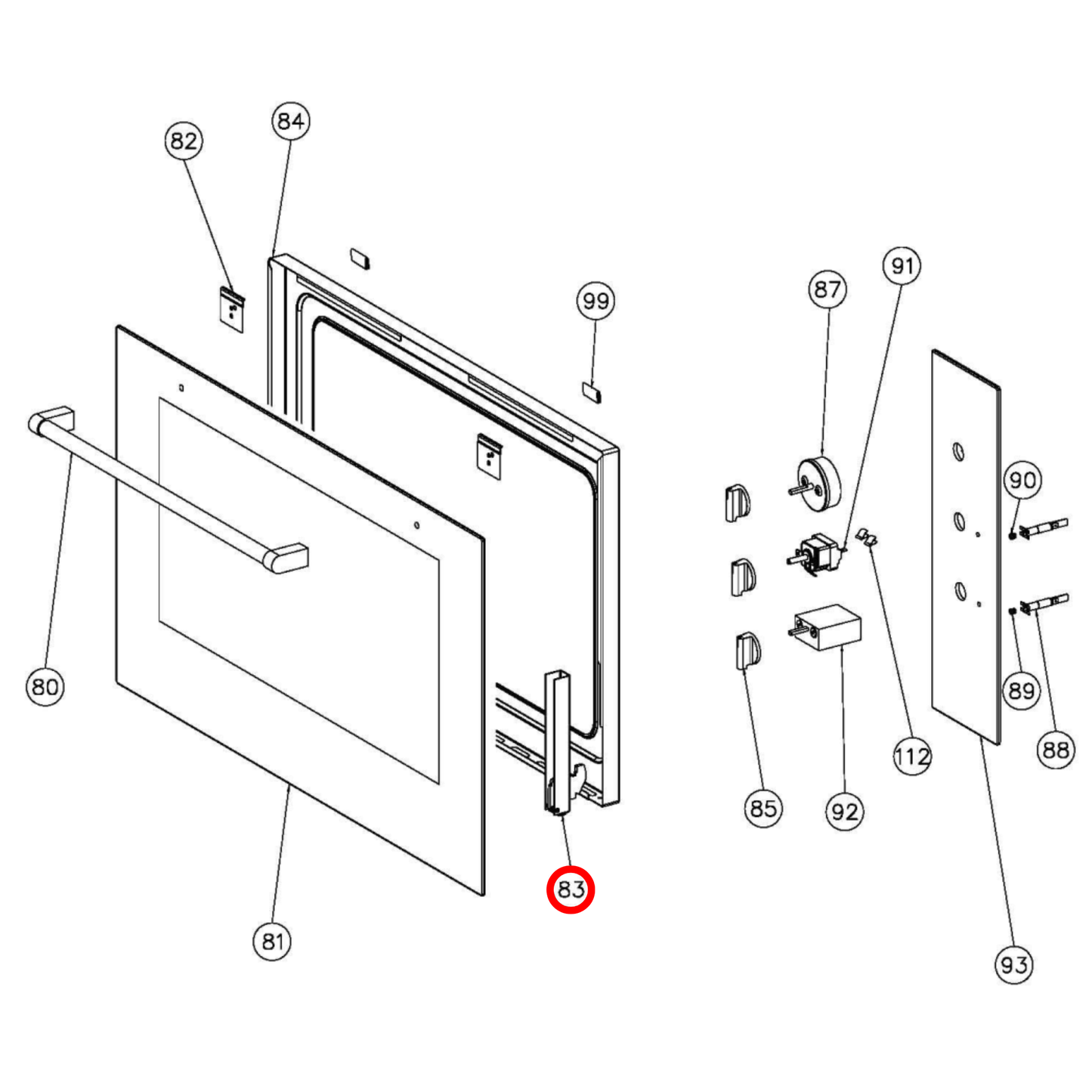 12600080 Baumatic, Blanco, Omega Oven Door Hinges Pair