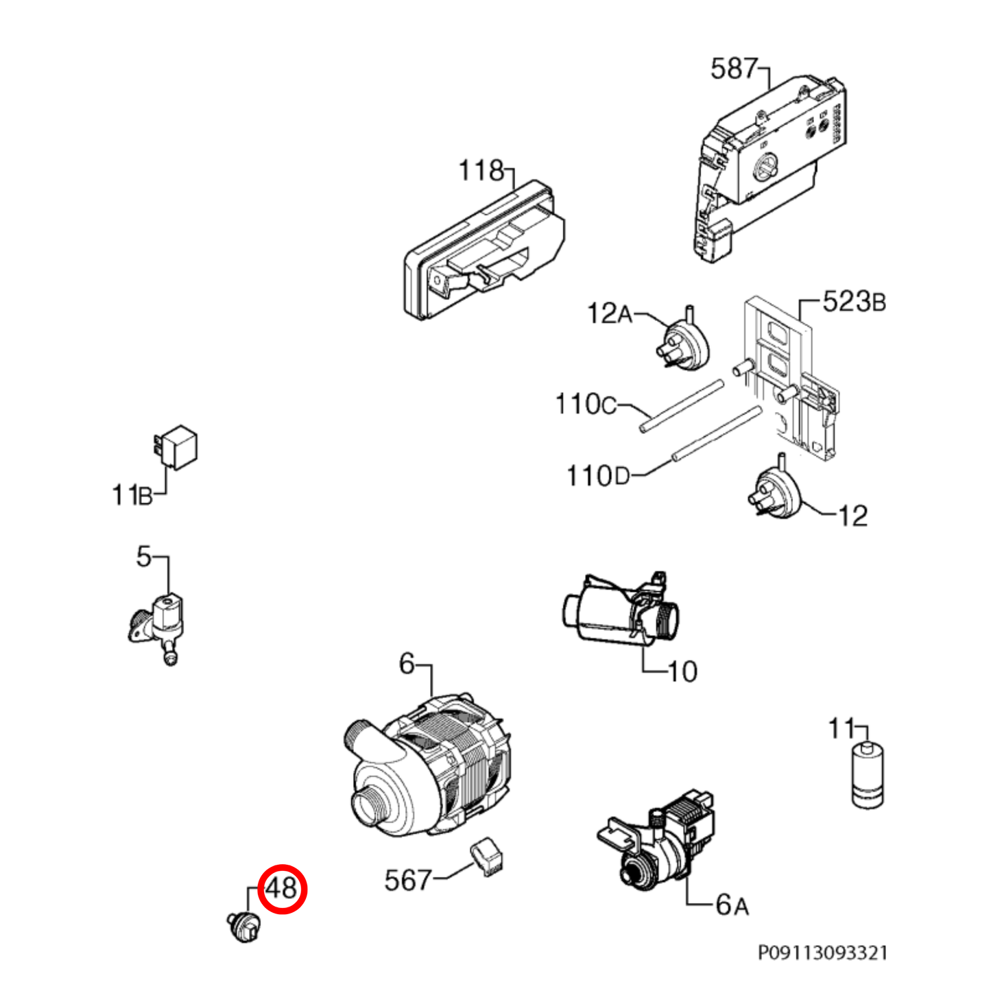 1113369001 Electrolux Dishwasher Temperature Turbidity Sensor - 50299357009