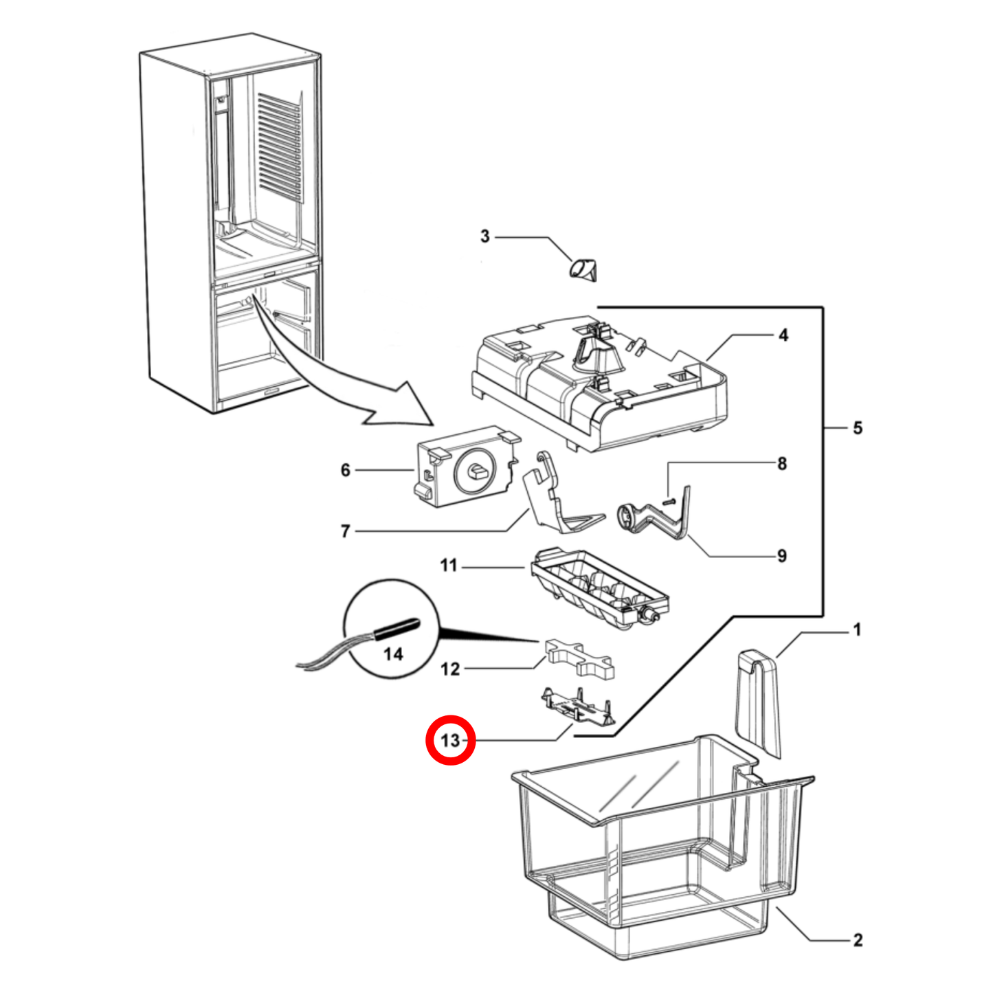 837180 Fisher & Paykel Fridge Ice Tray Sensor Clip