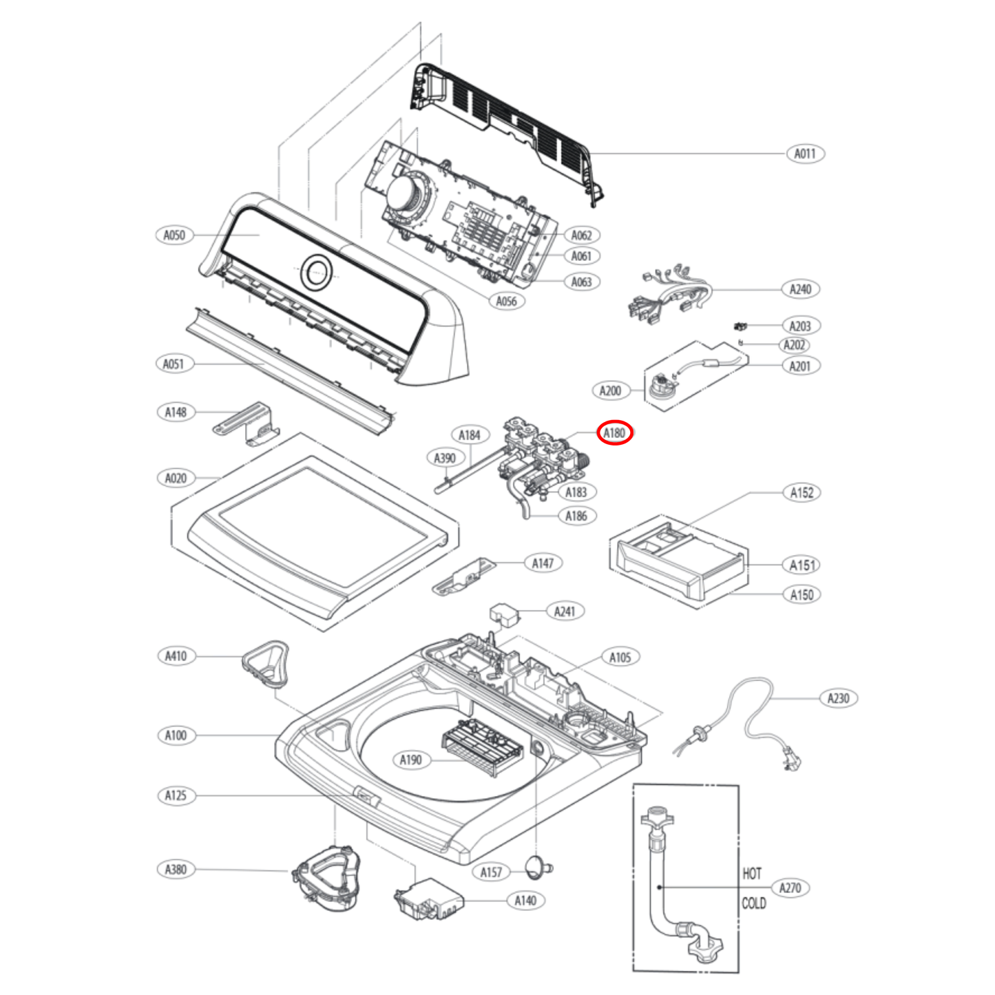 5221EA1008L LG Top Load Washing Machine 5 Way Inlet Valve