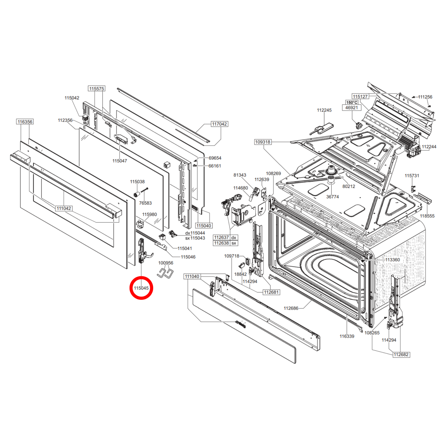 931330461 Smeg Oven Door Hinge - 931330806