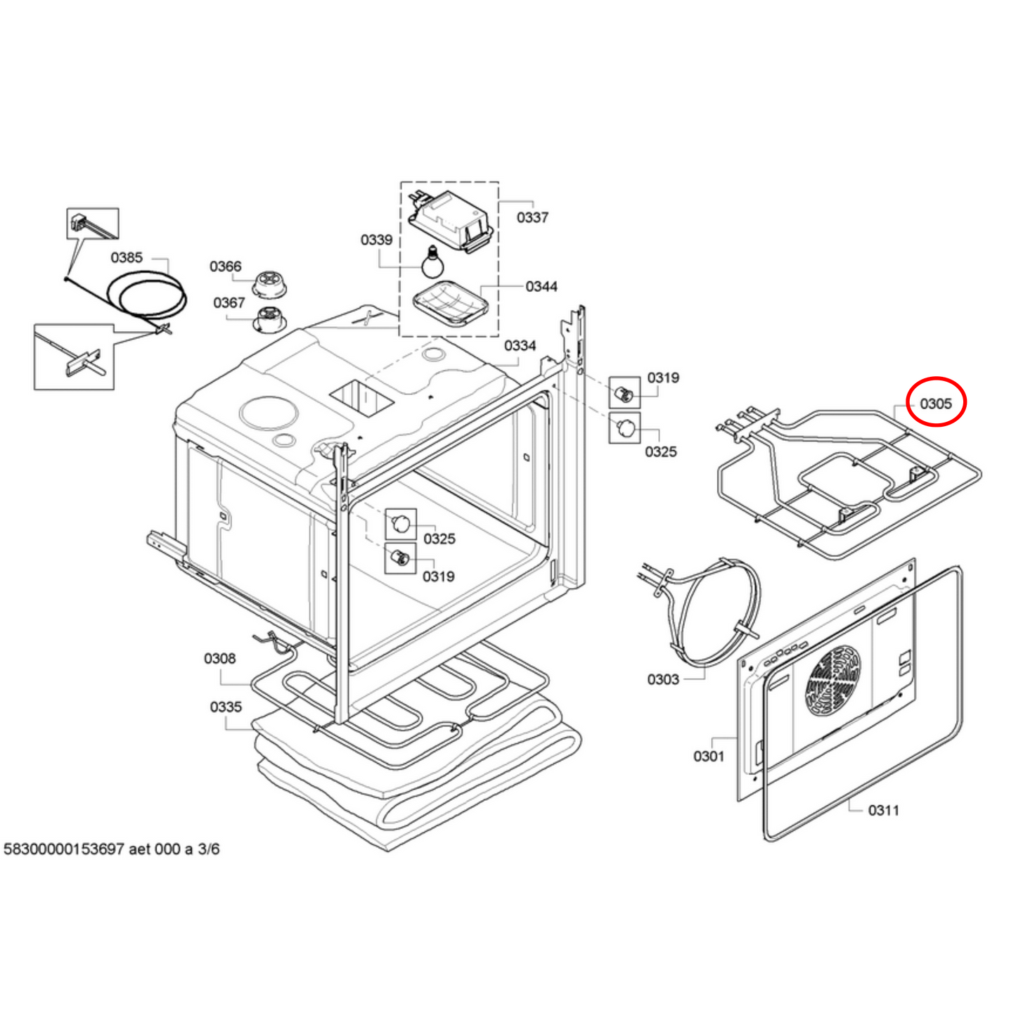 00471375 Bosch Oven Top Grill Element 2800W
